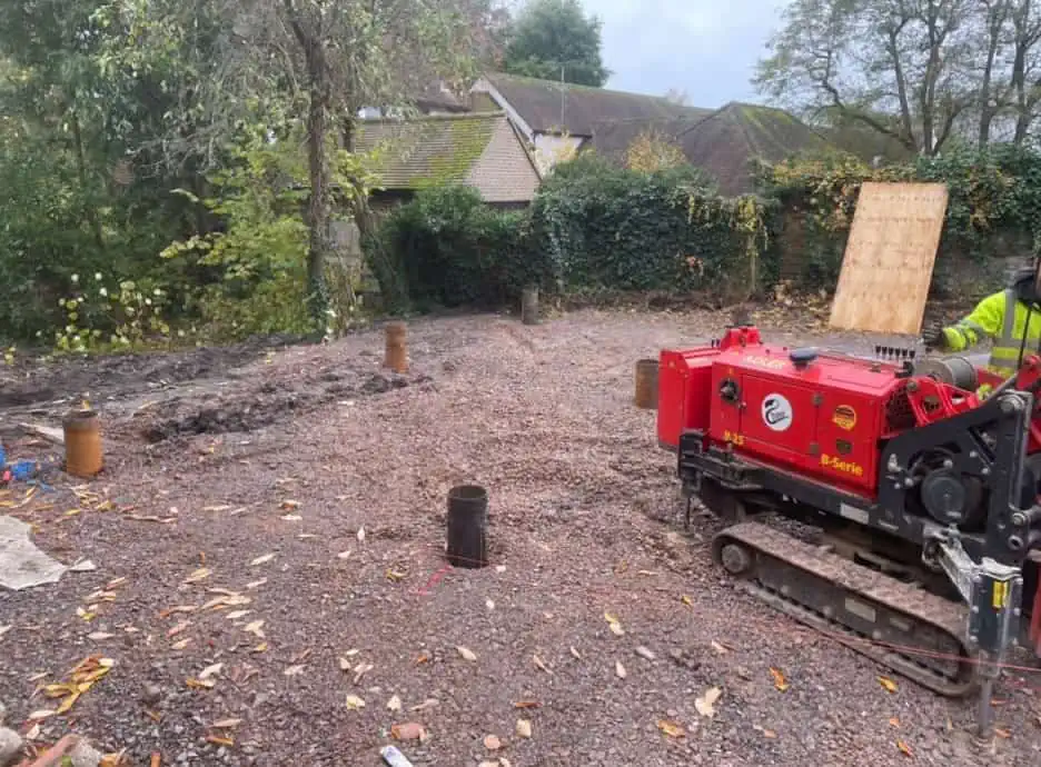 Steel cased bored piles